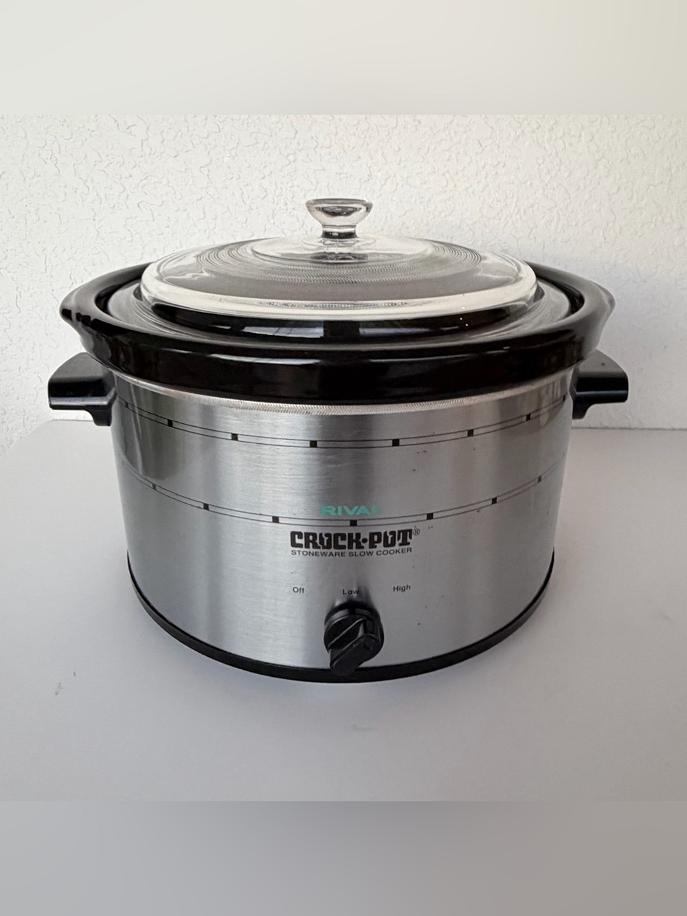 Vintage Rival Crock-Pot 3351 - Glass Lid - Heavy Black Ceramic Insert - 5 Quart